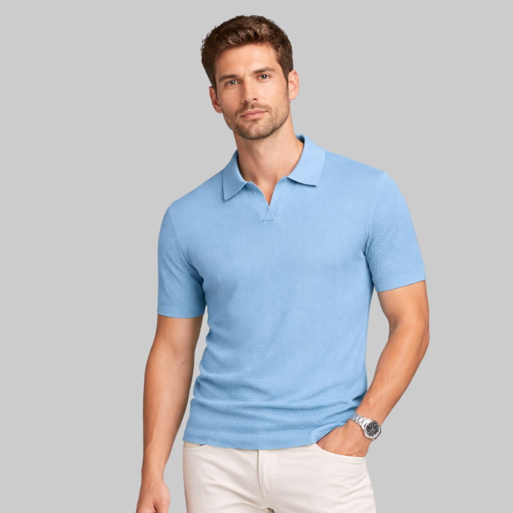 Marco Polo Hombre Estructurada – Camisa Elegante con Cuello Abierto y Ajuste Moderno