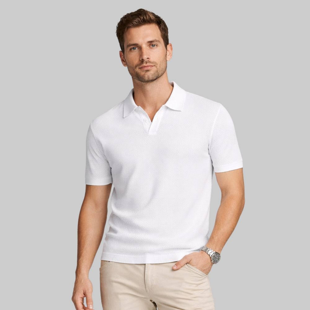 Marco Polo Hombre Estructurada – Camisa Elegante con Cuello Abierto y Ajuste Moderno