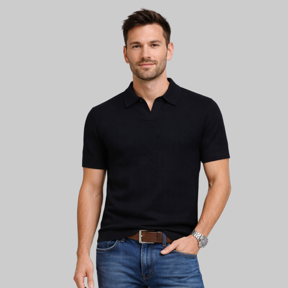 Marco Polo Hombre Estructurada – Camisa Elegante con Cuello Abierto y Ajuste Moderno