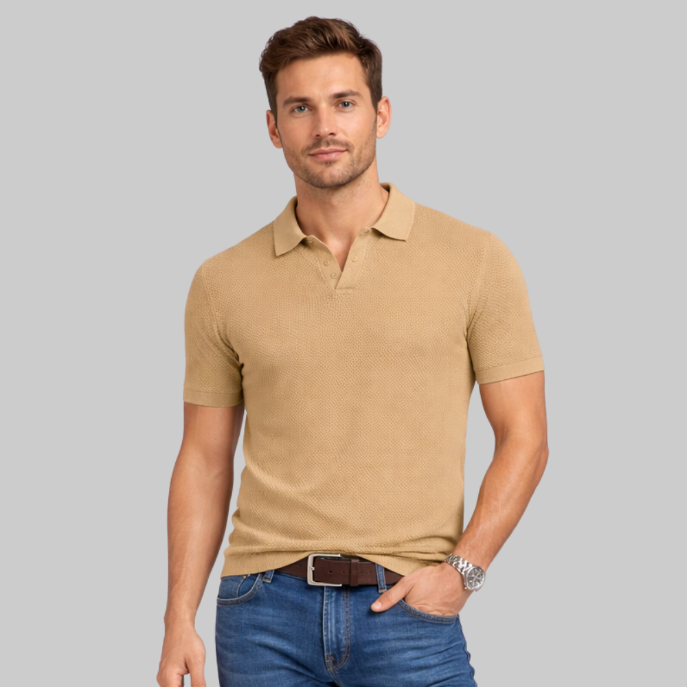 Marco Polo Hombre Estructurada – Camisa Elegante con Cuello Abierto y Ajuste Moderno