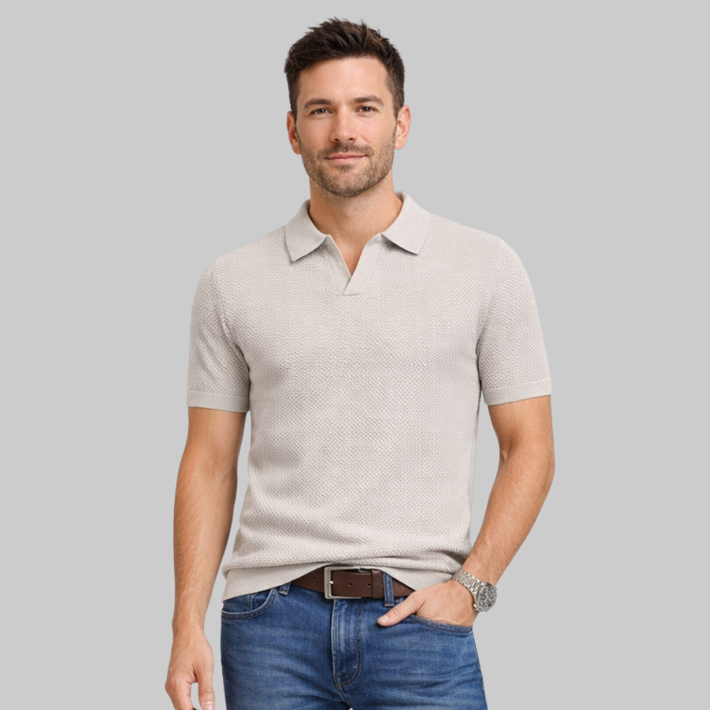 Marco Polo Hombre Estructurada – Camisa Elegante con Cuello Abierto y Ajuste Moderno