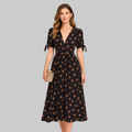Melodie Vestido Mujer Midi de Lunares – Vestido de verano elegante con escote en V y corte en A