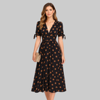 Melodie Vestido Mujer Midi de Lunares – Vestido de verano elegante con escote en V y corte en A