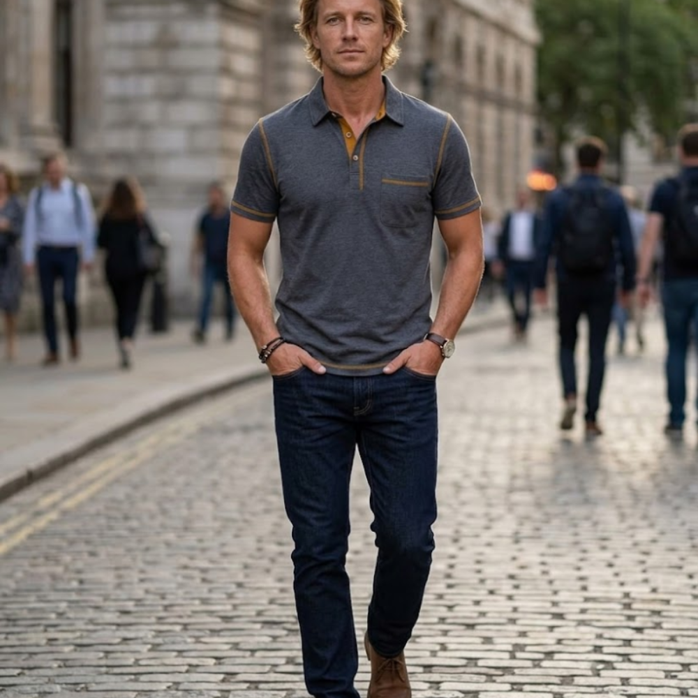 Andrea Polo para Hombre con Bolsillo – Polo Casual Elegante en Algodón Ligero