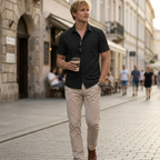 Camisa elástica de hombre Joseph – Camisa de verano de manga corta con bolsillo