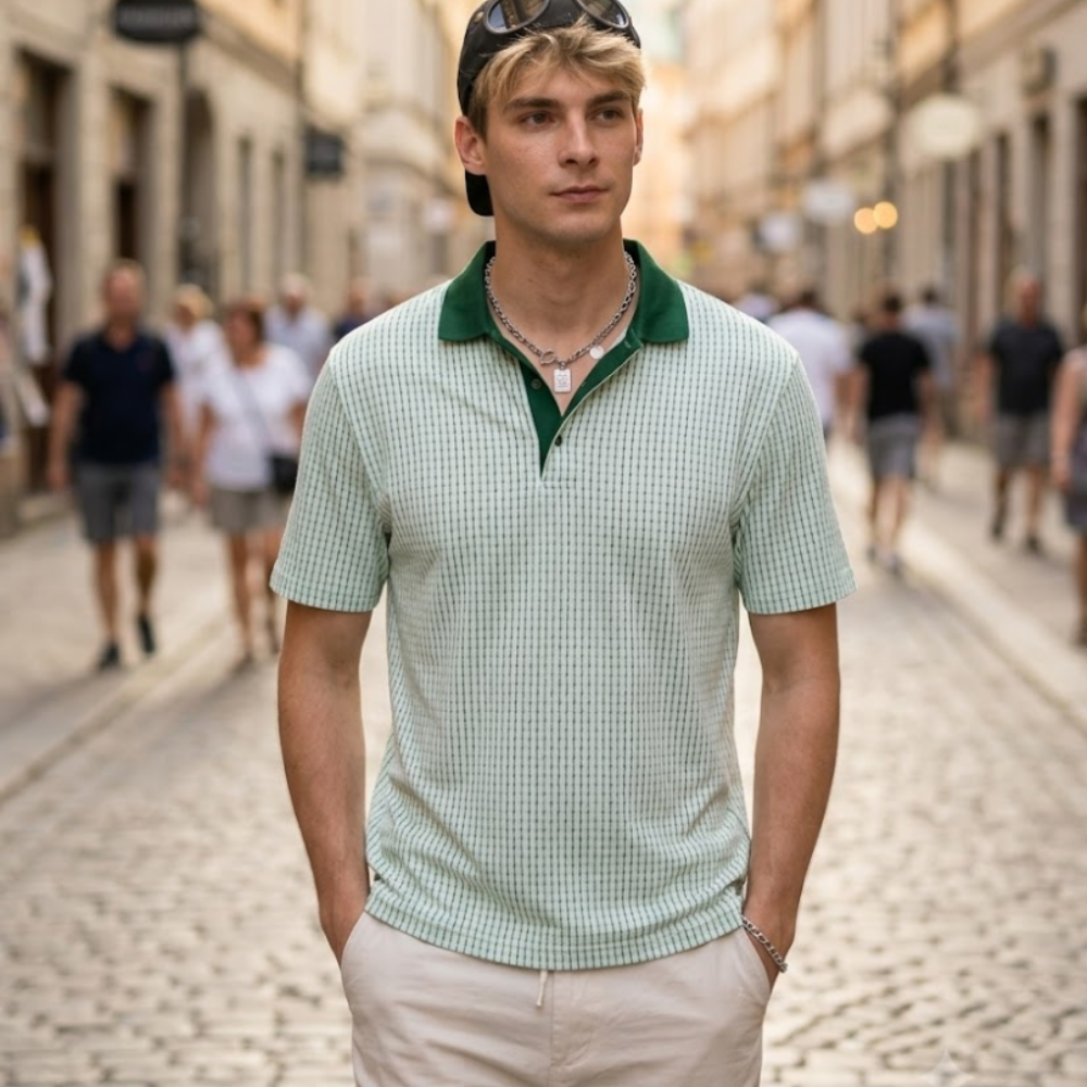 Polo de golf para hombre Marco Polo – Polo técnica transpirable con estampado moderno