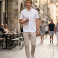 Juancho Chemise élégante pour homme – Chemise business extensible anti-taches à manches courtes