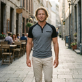 Marco Men's Henley T-Shirt – Cotton Shirt with Buttons and Pocket