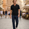 Polo Melchor en maille pour homme – Polo d'été Old Money avec boutons et colletto