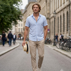 Luca Men's Linen Shirt – Summer Striped Short Sleeve Shirt