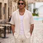 Lorenzo Men's Crochet Shirt – Summer Cuban Style Openwork Knit Shirt