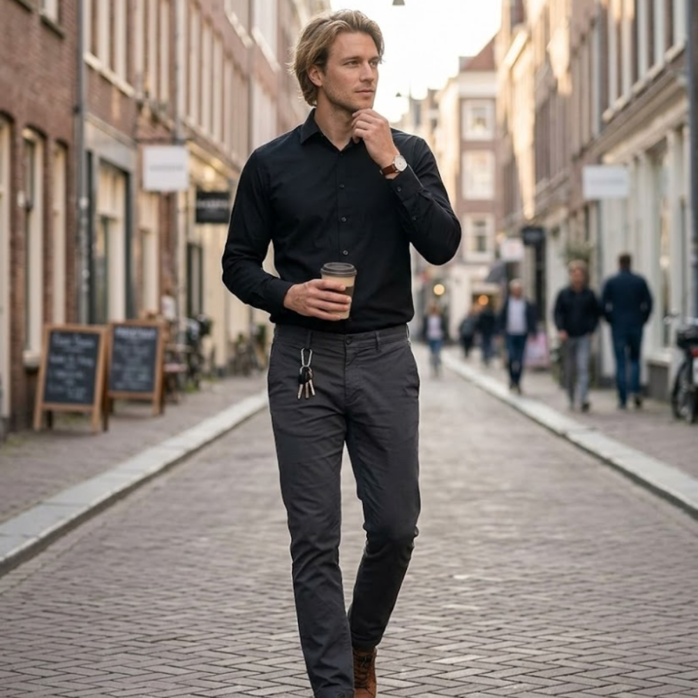 Marcos Chemise Élégante pour Homme – Chemise Infroissable Élastique avec Col Renforcé