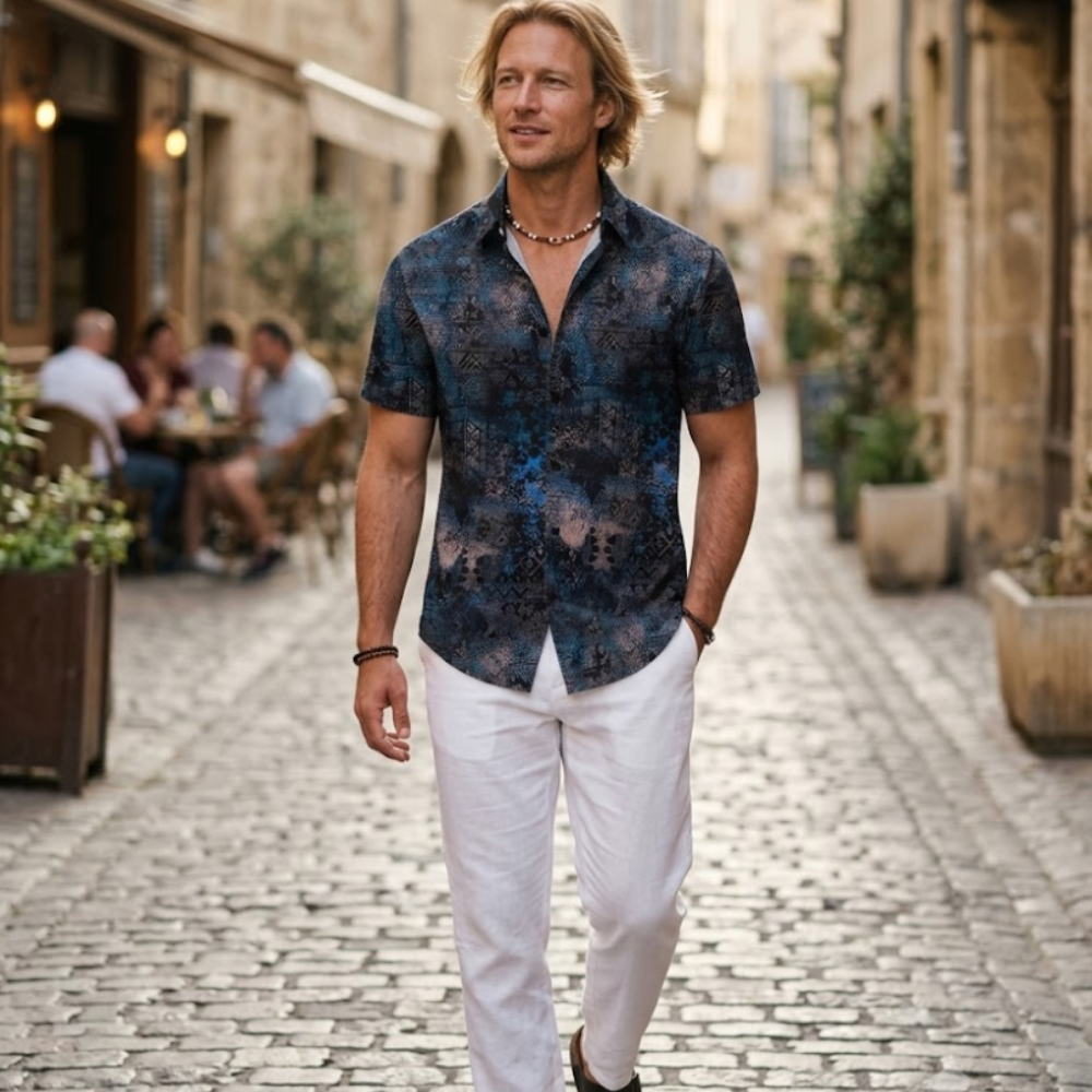 Camisa hawaiana para hombre Mateo – Camisa tropical de verano de manga corta
