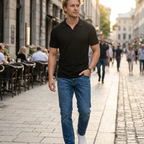 Marco Polo Homme Slim Fit – Polo côtelé avec col en V décontracté élégant