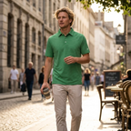 Alessio Men's Golf Polo – Technical Dry-Fit Striped Polo with UV Protection