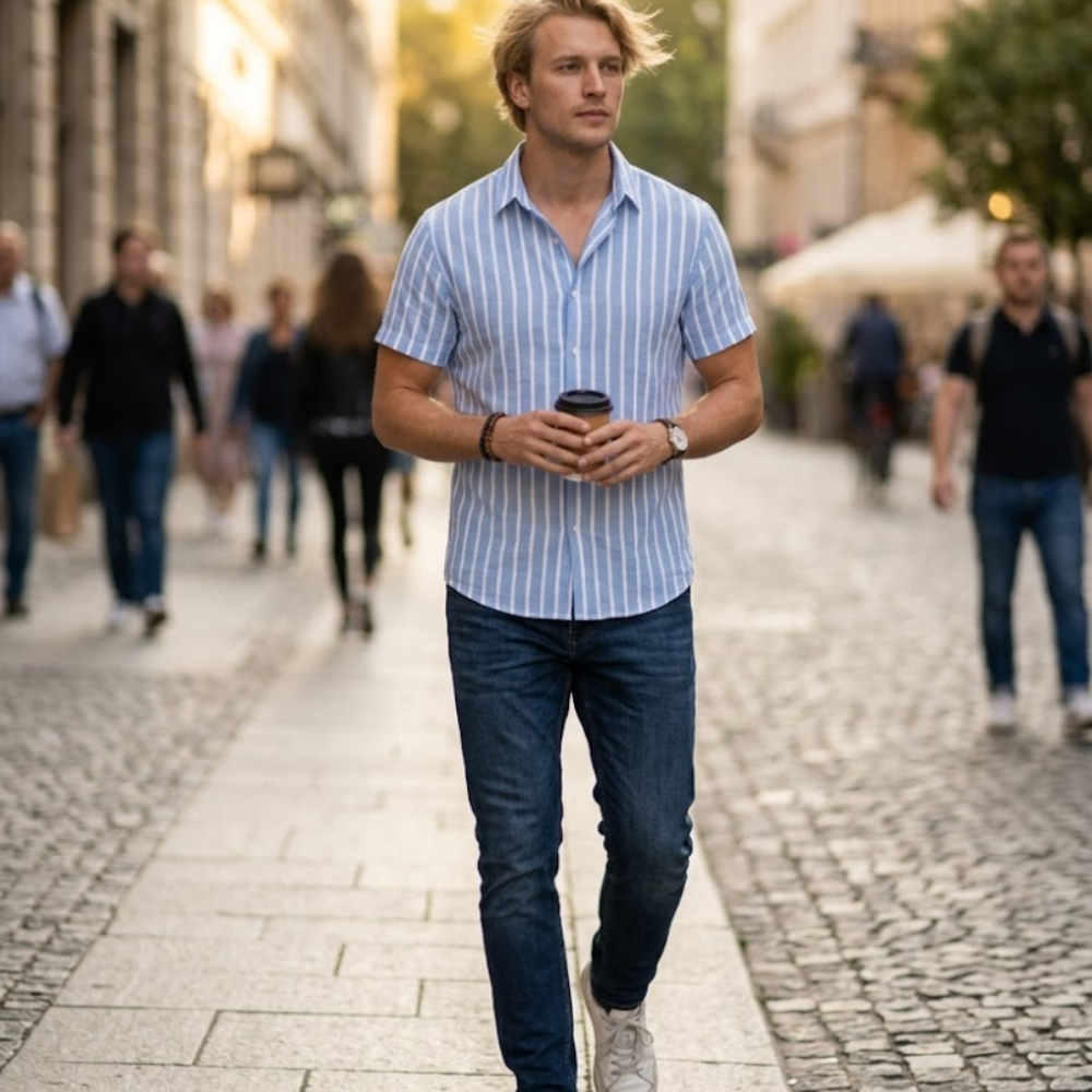 Leonardo Men's Cotton Piqué Polo – Elegant Casual Short Sleeve Polo