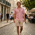Luca Men's Striped Shirt – Casual Summer Short Sleeve Shirt