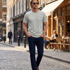 T-shirt Matteo homme en coton avec poche – T-shirt décontracté à col rond et manches courtes