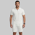 Sevi Ensemble Homme Estival Deux Pièces – Ensemble Waffle avec Chemise Zip et Short