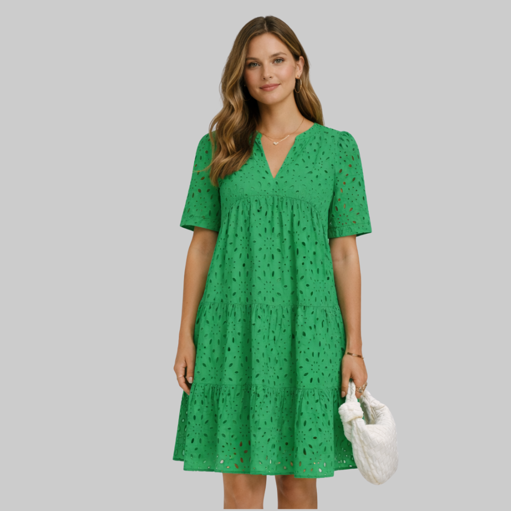 Merly Vestido Mujer Verano Elegante – Vestido Off-Shoulder con Encaje y Volantes