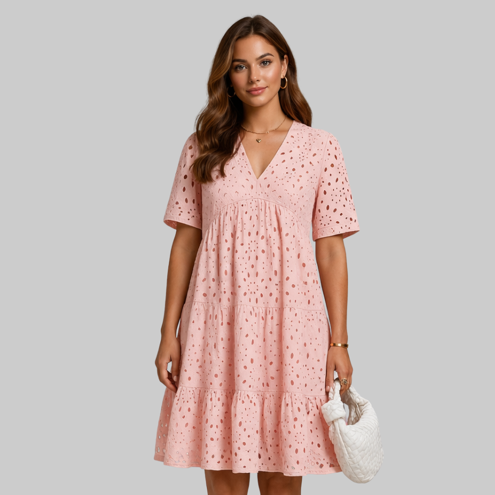 Merly Vestido Mujer Verano Elegante – Vestido Off-Shoulder con Encaje y Volantes