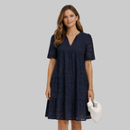 Merly Robe Femme Estivale Élégante – Robe Bardot avec Dentelle et Volants