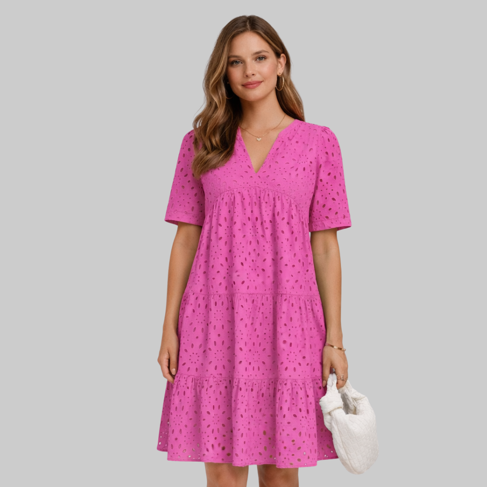 Merly Vestido Mujer Verano Elegante – Vestido Off-Shoulder con Encaje y Volantes