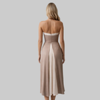 Mia Vestido Mujer Plisado – Vestido largo sin mangas color block elegante de verano