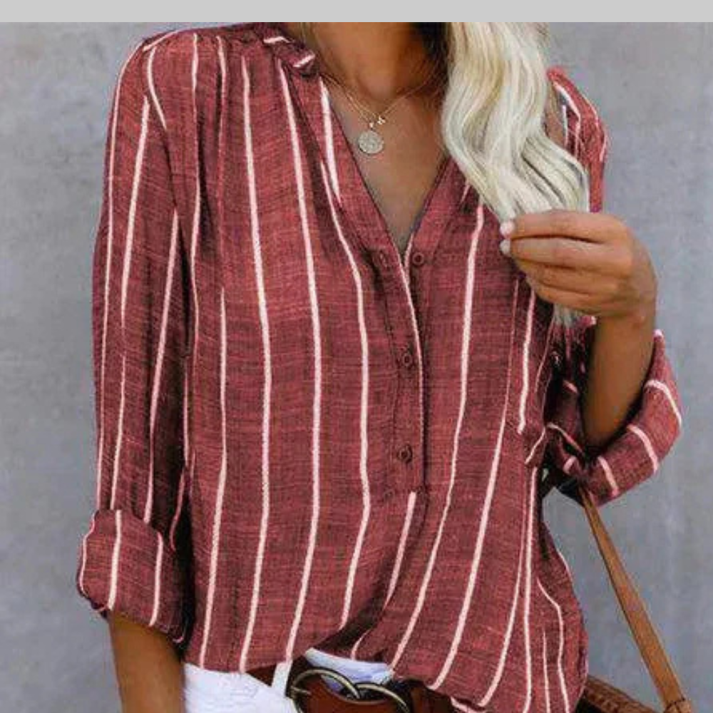 Freya Blusa Mujer Elegante – Blusa de Rayas Manga Larga, Ajuste Cómodo Chic