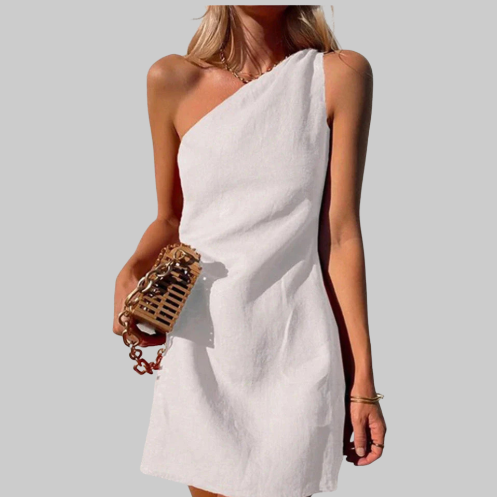 Emelia Vestido de Cóctel Mujer – Corte Asimétrico, Corte Ajustado y Elegancia Moderna