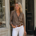 Freya Blouse Femme Élégante – Chemisier à Rayures Manches Longues, Coupe Confortable Chic