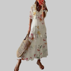 Zarya Robe Boho Femme – Maxi Robe Fluide avec Col V & Coupe Souple