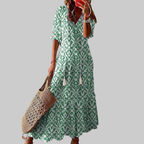 Zarya Robe Boho Femme – Maxi Robe Fluide avec Col V & Coupe Souple