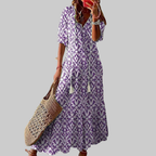 Zarya Robe Boho Femme – Maxi Robe Fluide avec Col V & Coupe Souple