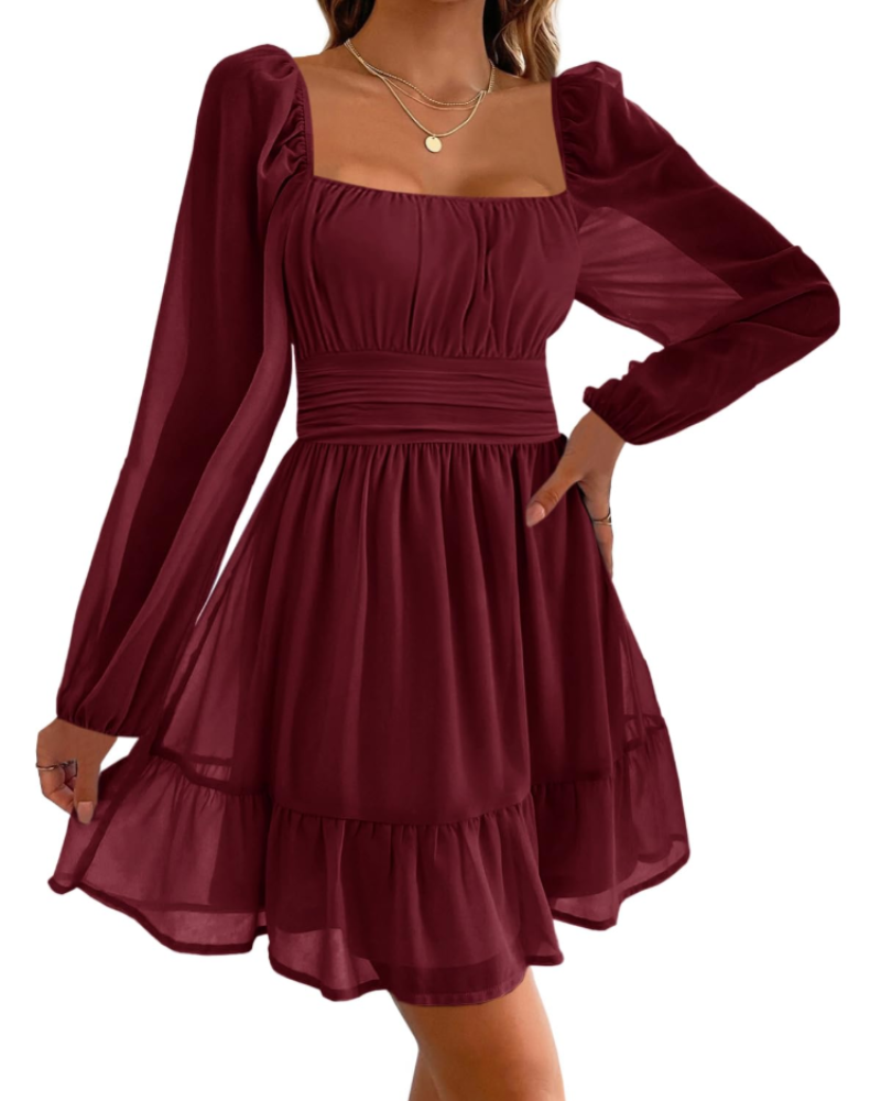 Juliette Abito Mini Damen – Off-Shoulder-Kleid mit Mesh-Ärmeln & hoher Taille
