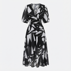 Noana Robe Femme Midi Florale – Robe Col V, Taille Élastiquée, Élégante Décontractée