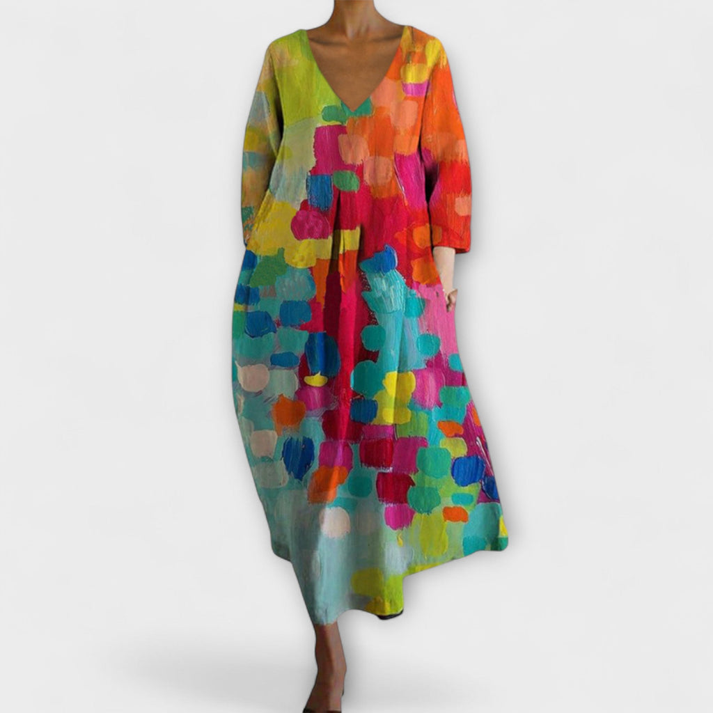 Robe à col en V Rory pour femme – Robe en tulle légère fluide, élégante chic décontractée