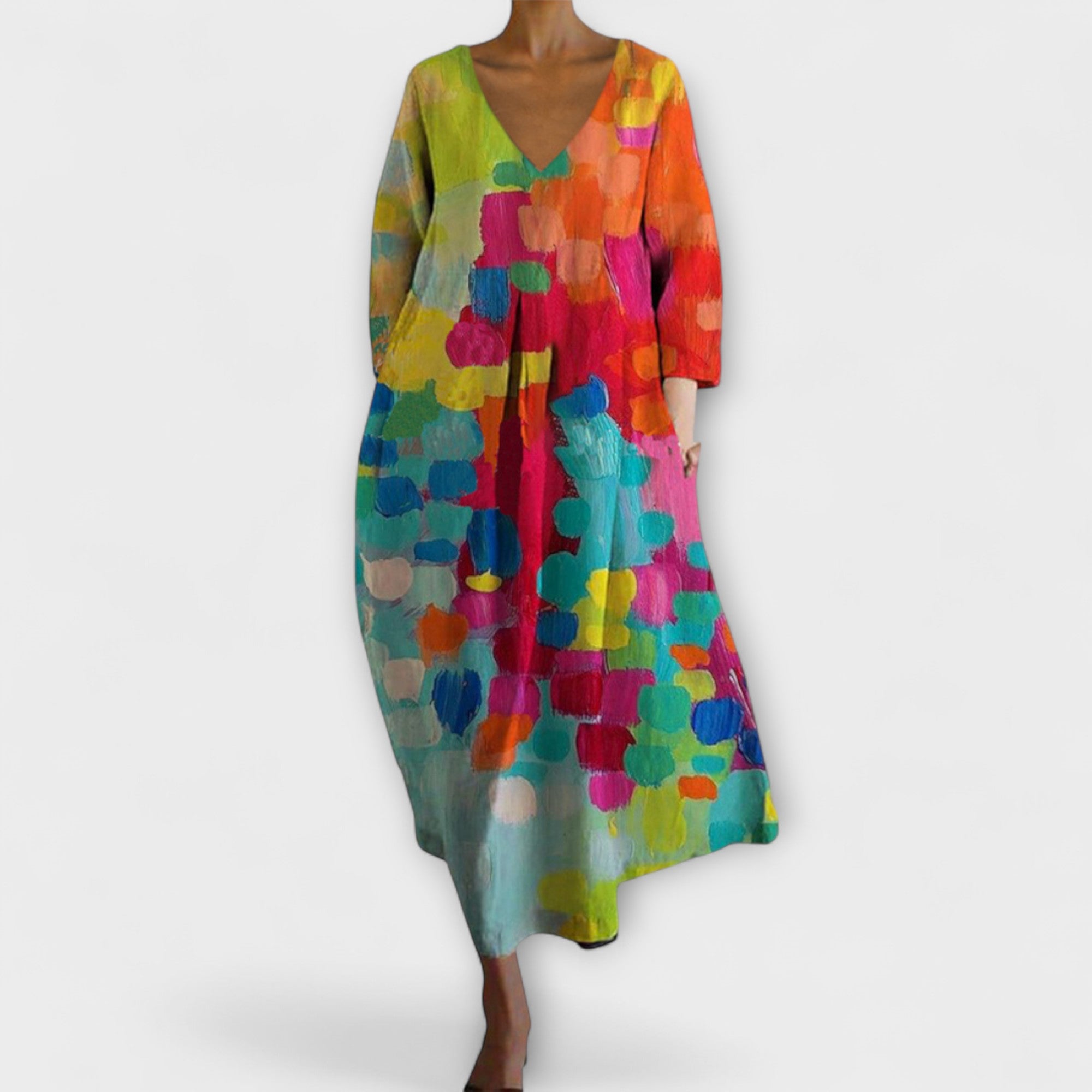 Robe à col en V Rory pour femme – Robe en tulle légère fluide, élégante chic décontractée