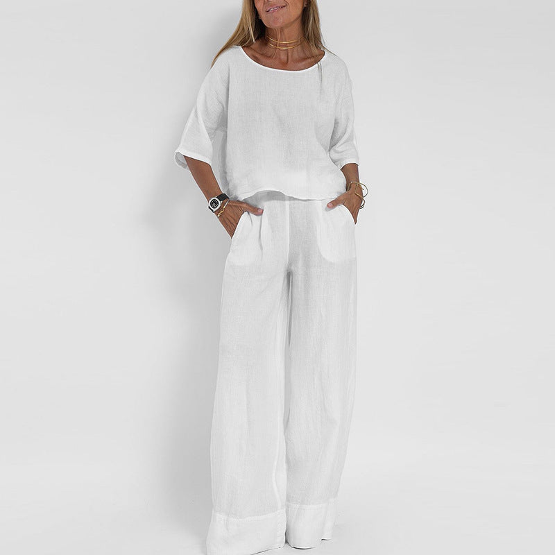 Melie Ensemble Femme Deux Pièces – Tenue Pantalon Palazzo et Top Oversize Décontractée Chic