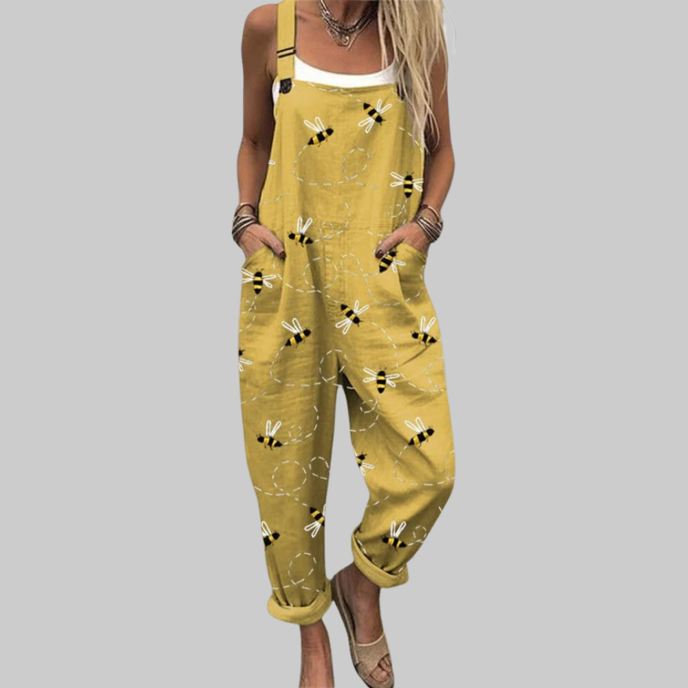 Martha Mono de Mujer en Algodón – Jumpsuit Floral Vintage, Amplio, Cinturón Ajustable
