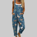 Martha Mono de Mujer en Algodón – Jumpsuit Floral Vintage, Amplio, Cinturón Ajustable