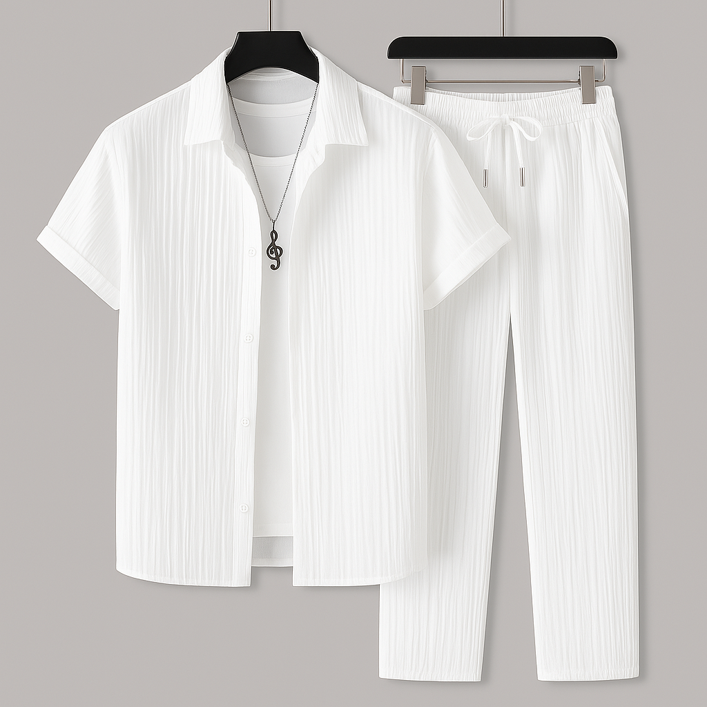Tobby Conjunto para Hombre – Set de Lino Transpirable, Estilo Minimalista y Ajuste Relax