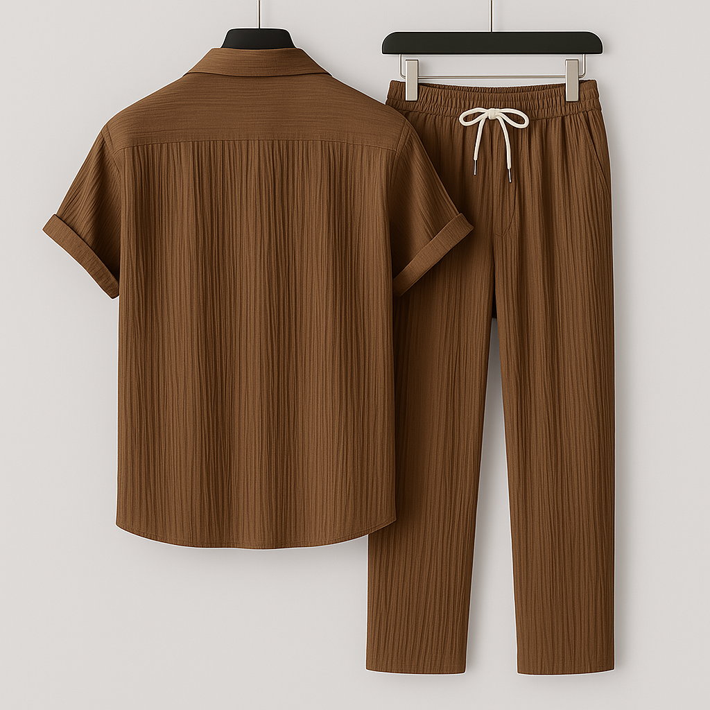 Tobby Conjunto para Hombre – Set de Lino Transpirable, Estilo Minimalista y Ajuste Relax