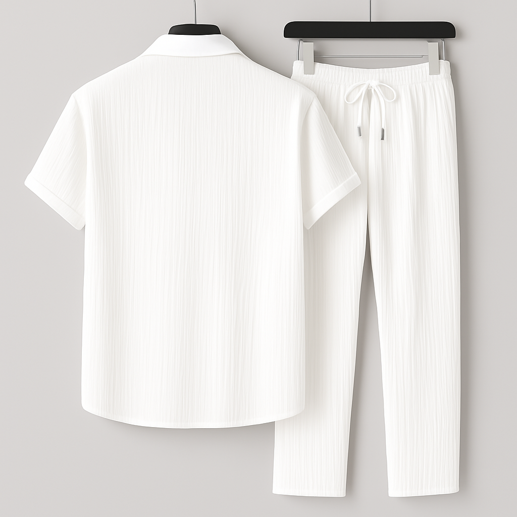 Tobby Conjunto para Hombre – Set de Lino Transpirable, Estilo Minimalista y Ajuste Relax