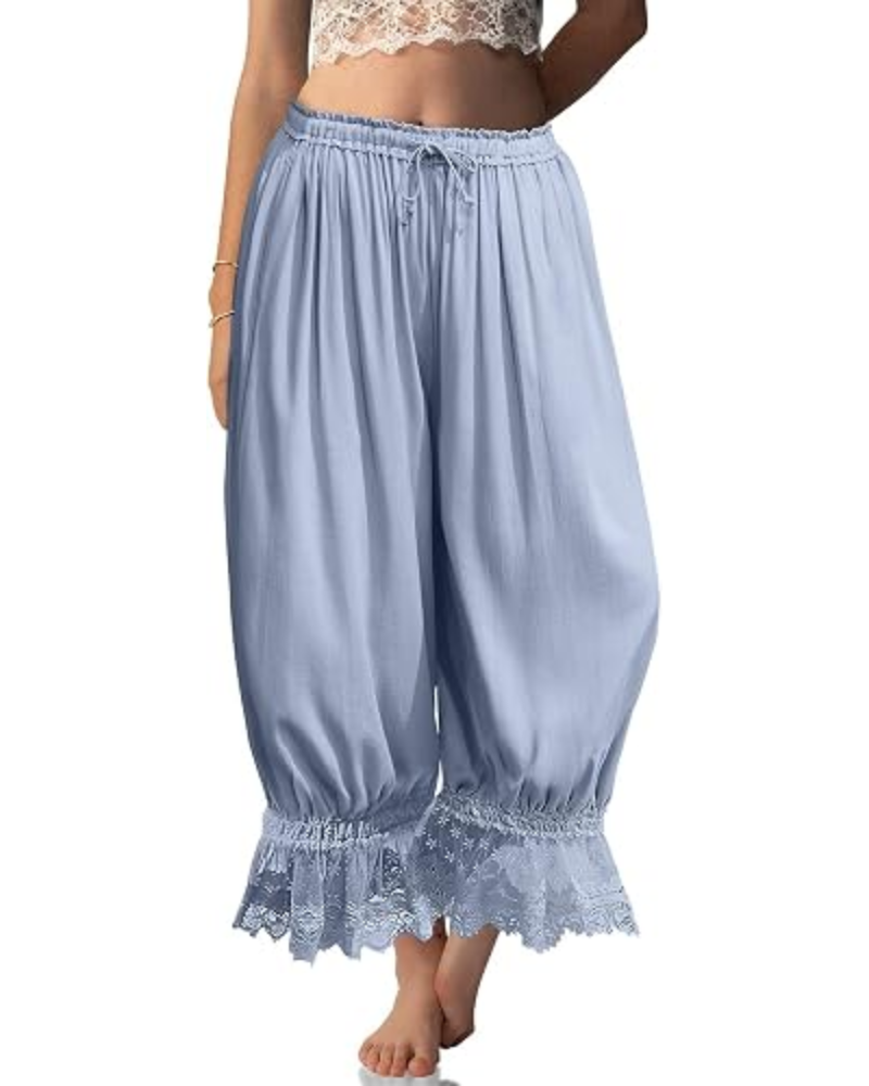 Ivy Pantaloni damă tip bloomer – in misto, dantelă cu volan și șnur de ajustare