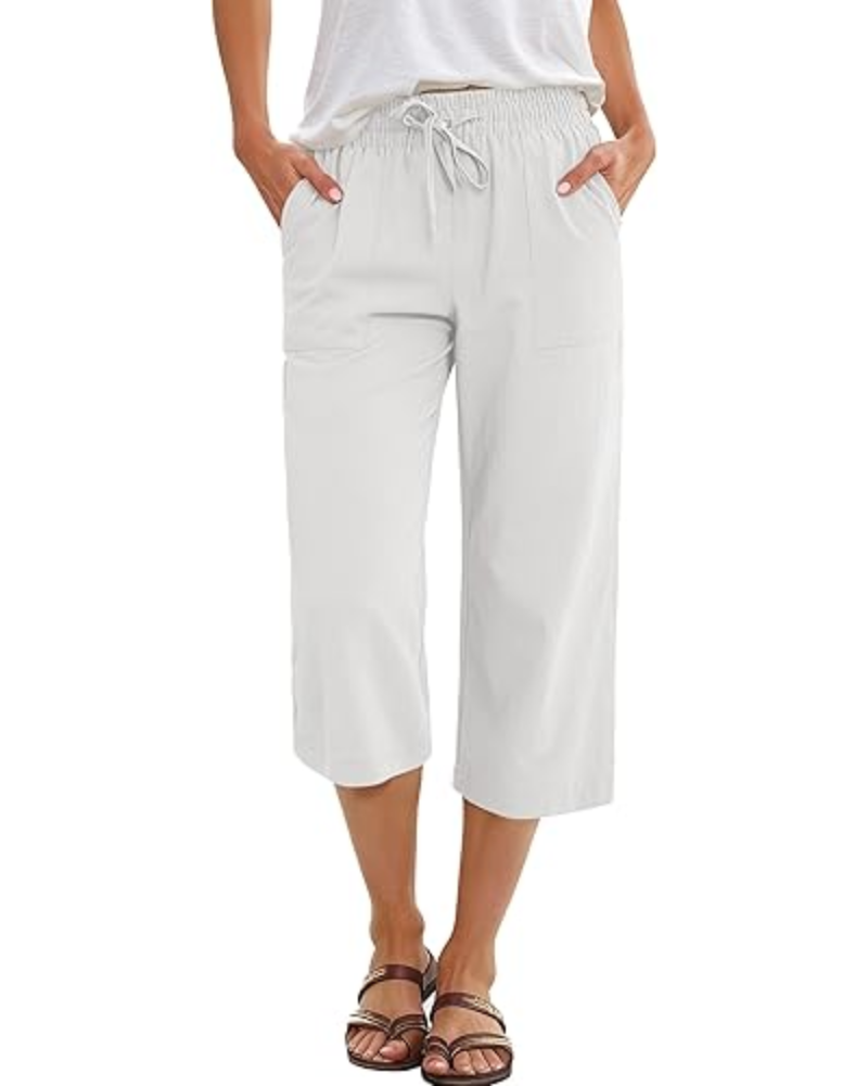 Lily Caprihose für Damen – hohe Taille, Kordelzug & fließender Rayonstoff