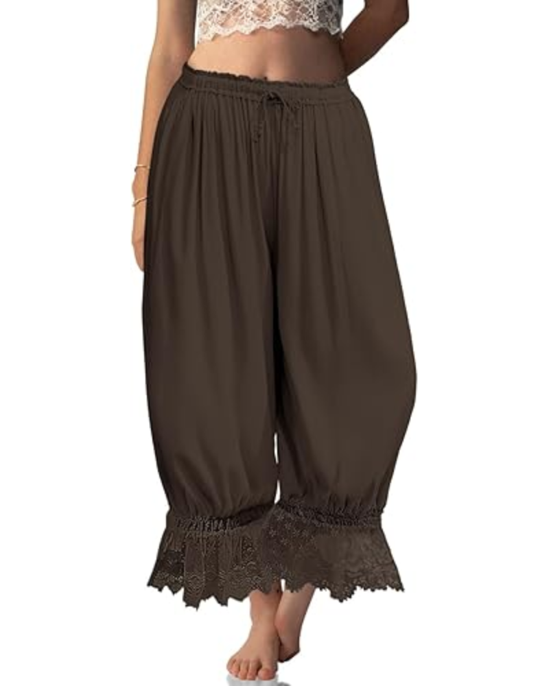 Ivy Pantaloni damă tip bloomer – in misto, dantelă cu volan și șnur de ajustare