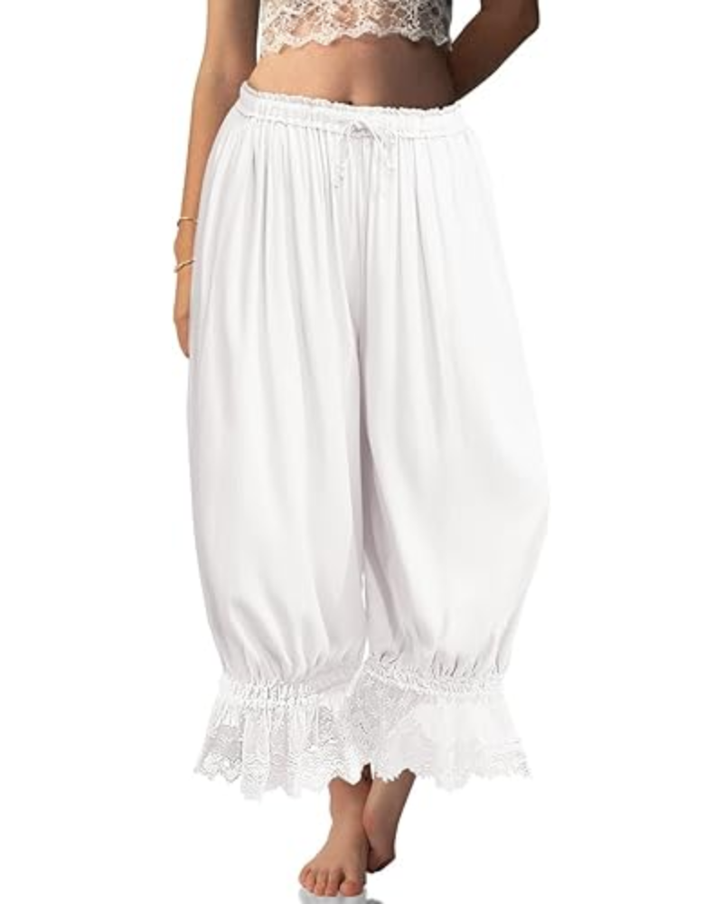 Ivy Pantaloni damă tip bloomer – in misto, dantelă cu volan și șnur de ajustare
