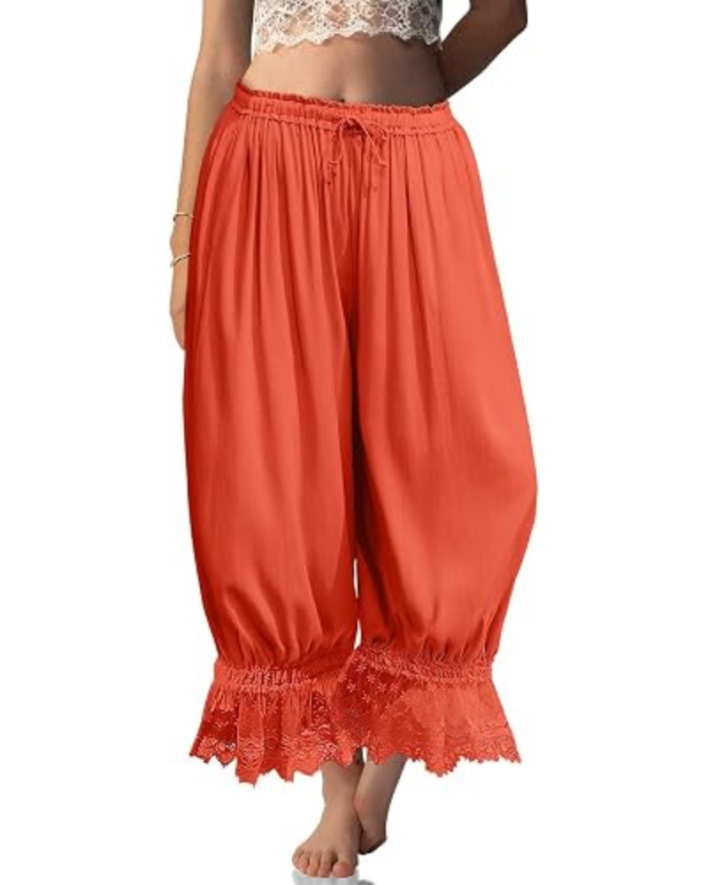 Ivy Pantaloni damă tip bloomer – in misto, dantelă cu volan și șnur de ajustare