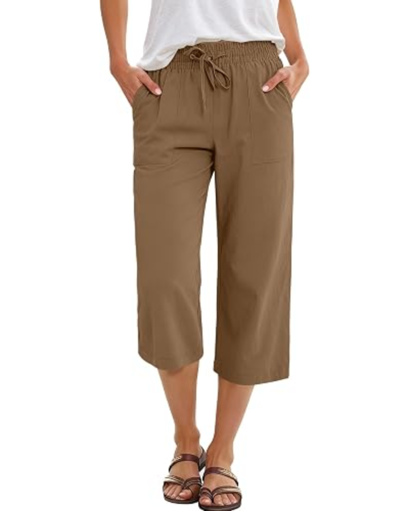 Lily Caprihose für Damen – hohe Taille, Kordelzug & fließender Rayonstoff